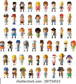 Set of vector cute character avatar icons in flat design