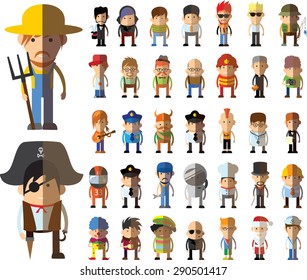 Set of vector cute character avatar icons in flat design 