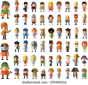 Set of vector cute character avatar icons in flat design 