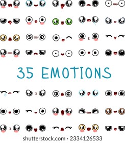 Set of vector cute kawaii emotions for your cartoon characters