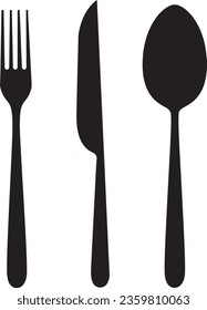 Set of vector cutlery. Fork knife. Flat style.