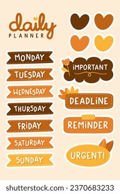 Set of vector daily planner stickers