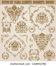Set of vector damask ornaments.