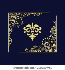 Set of vector damask ornaments Floral elements borders crowns laurel wreaths for design
