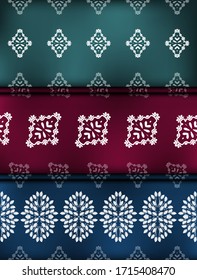 Set Vector damask seamless pattern background. Ornament silhouette. Tribal victorian style.