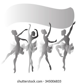 set of vector dancer
ballerinas in gray tones
