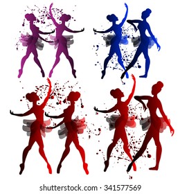set of vector dancers in dark