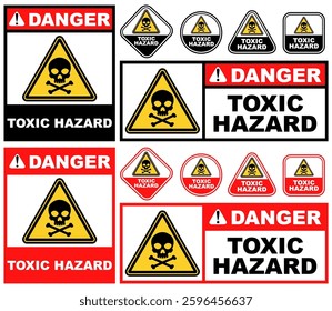 Set vector danger toxic hazard sign symbol labels sticker design illustration	
