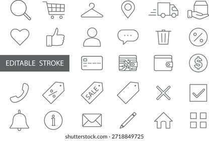 Un conjunto de iconos de Vector gris oscuro con temas de comercio electrónico.