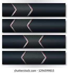 Set of vector dark metal banners. For industrial and technological design. Vector illustration. 