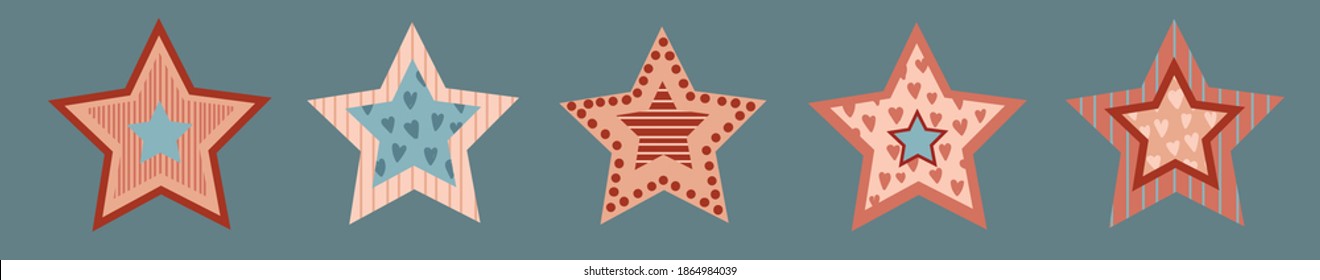 set of vector decor flat modern stars