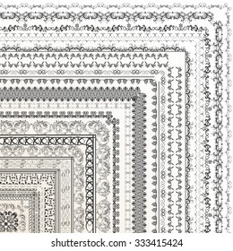 Set of vector decorative borders from ornament for design