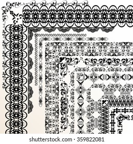 Set of vector decorative borders from ornament for design