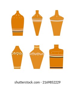 set of vector decorative ceramic pots, vases