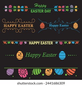 set of vector decorative color elements for Easter - happy Easter. Frames and delimiters