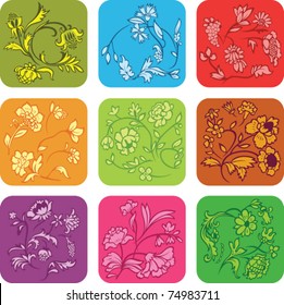 Set of vector decorative color flower banners
