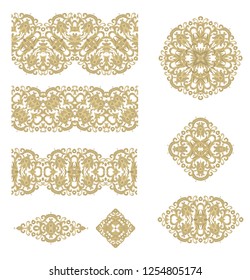 Set of vector decorative elements, border ornaments on white background