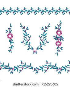 Set of vector decorative elements  with Cranberry on white background