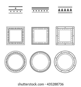 Set of vector decorative elements, used pattern brushes included. Round frames ornamental strokes, black stripe ornaments. Decorative frames and borders set vector. Collection of round border frames.