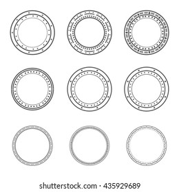 Set of vector decorative elements, used pattern brushes included. Round frames ornamental strokes, black stripe ornaments. Decorative frames and borders set vector. Collection of round border frames.