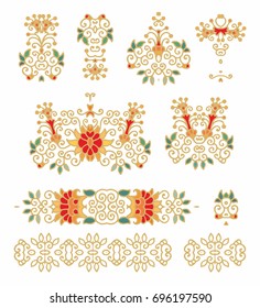 Set of vector decorative elements in white background