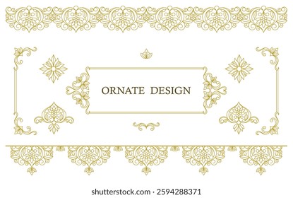 Set vector decorative frame. Elegant element for design template, place for text. Floral border. Lace decor for birthday and greeting card, wedding invitation.