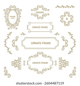 Set vector decorative frame. Elegant element for design
