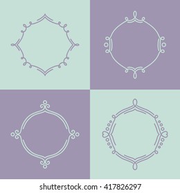 Set of vector decorative frames. Simple mono line style. Abstract outline frames and borders.