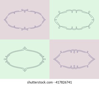 Set of vector decorative frames. Simple mono line style. Abstract outline frames and borders.