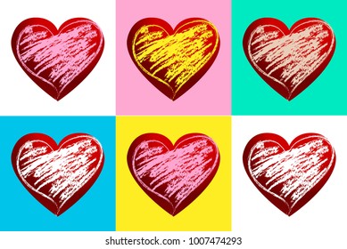 Set of vector decorative hearts. For the holiday.
