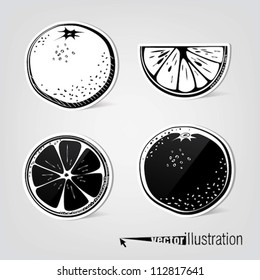 Set of vector decorative oranges