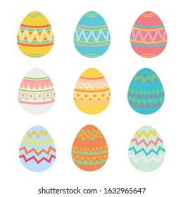 Set of vector decorative ornamental easter eggs