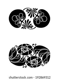 Set of vector decorative ornaments. Floral elements