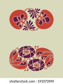 Set of vector decorative ornaments. Floral elements