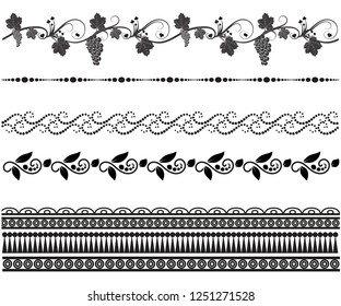Set of vector decorative patterns. Mehndi.