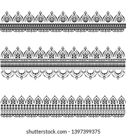 Set of vector decorative patterns. Mehndi.