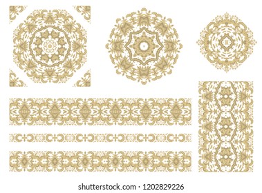Set of vector decorative rosettes, border ornaments