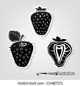 Set of vector decorative strawberries