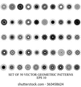 Set of vector decorative symbols. Geometrical templates, emblems.