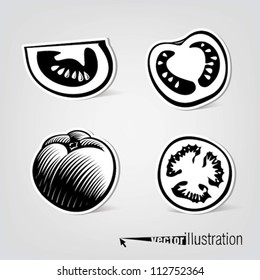 Set of vector decorative tomatoes
