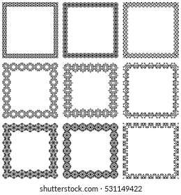 Set vector decorative vintage frames and borders with patterns