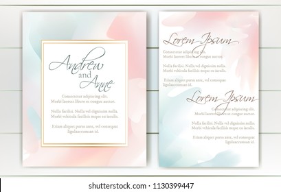 Set of vector delicate invitation with abstract background for wedding, marriage, bridal, birthday, Valentine's day. 
