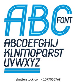 Set of vector delicate slim upper case English alphabet letters made with white lines, for use as design elements for press and blogging.
