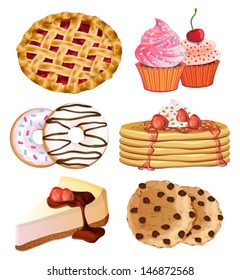 set of vector delicious desserts