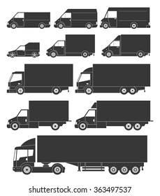 Set of vector delivery cars icons.