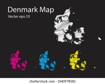 Set of vector denmark maps Multicolored contry map in geometric style for your design infographic vector illustration eps.10