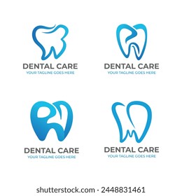 Set of vector dental clinic logo and tooth icons