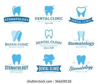 Set of vector dental clinic logo and tooth icons