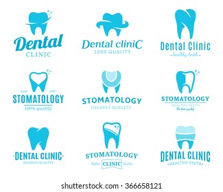 Set of vector dental clinic logo and tooth icons