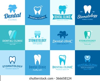 Set Of Vector Dental Clinic Logo And Icons